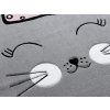Prikaz dječjeg tepiha za djevojčice Happy Cat u sivoj boji i u više dimenzija.